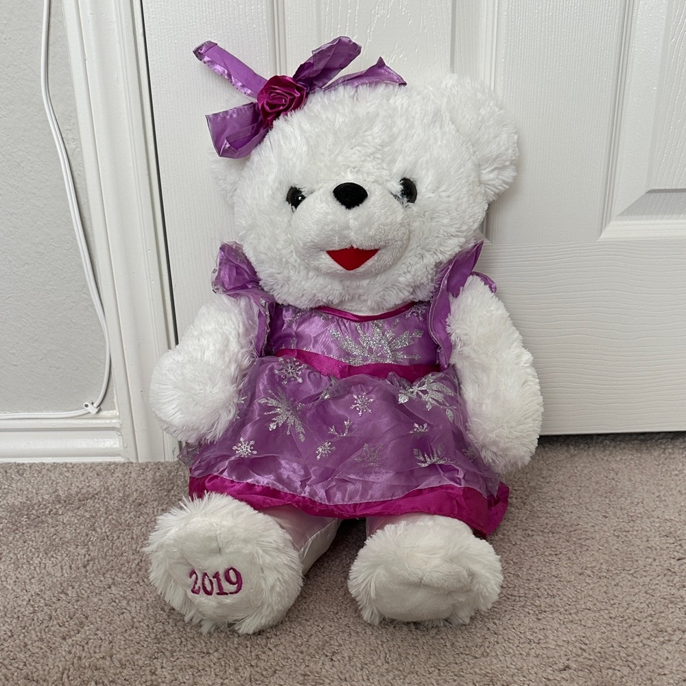 2019 Christmas White and Purple collectible Teddy Bear